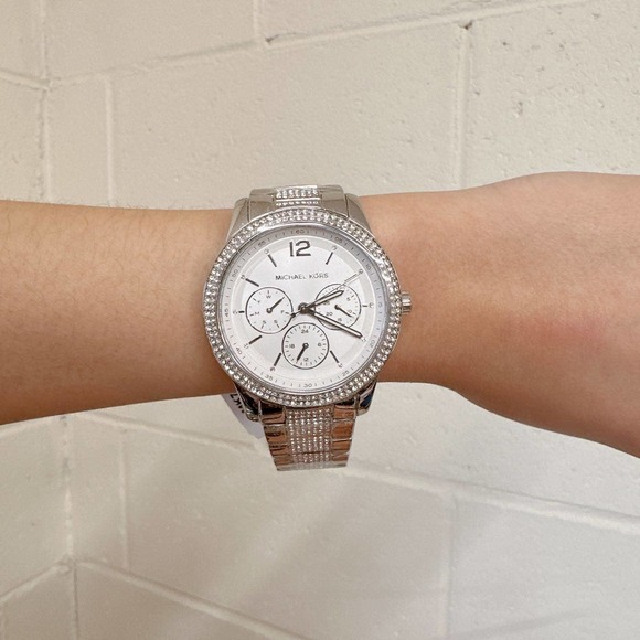 Michael Kors MK7294 Oversized Tibby Pavé Silver-Tone Watch - Picture 1 of 5